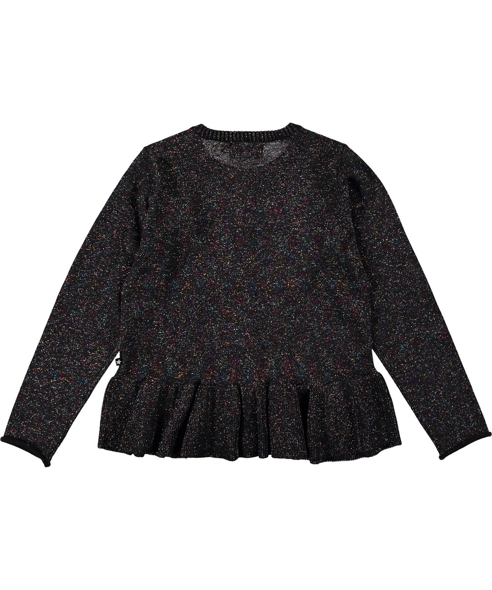 Gulia - Black - Black cardigan with glitter.