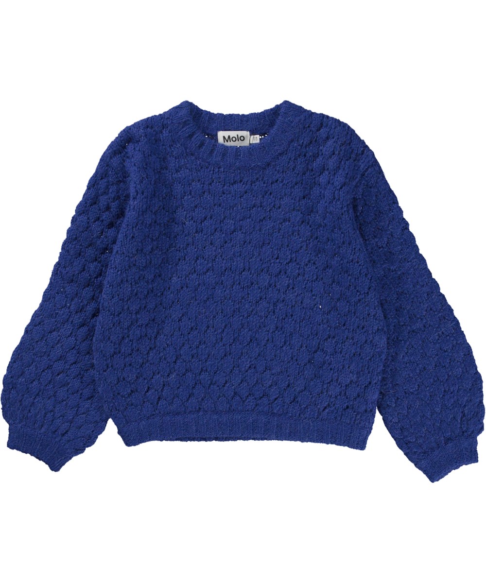 Gulia - Twillight Blue - Blue popcorn knit jumper