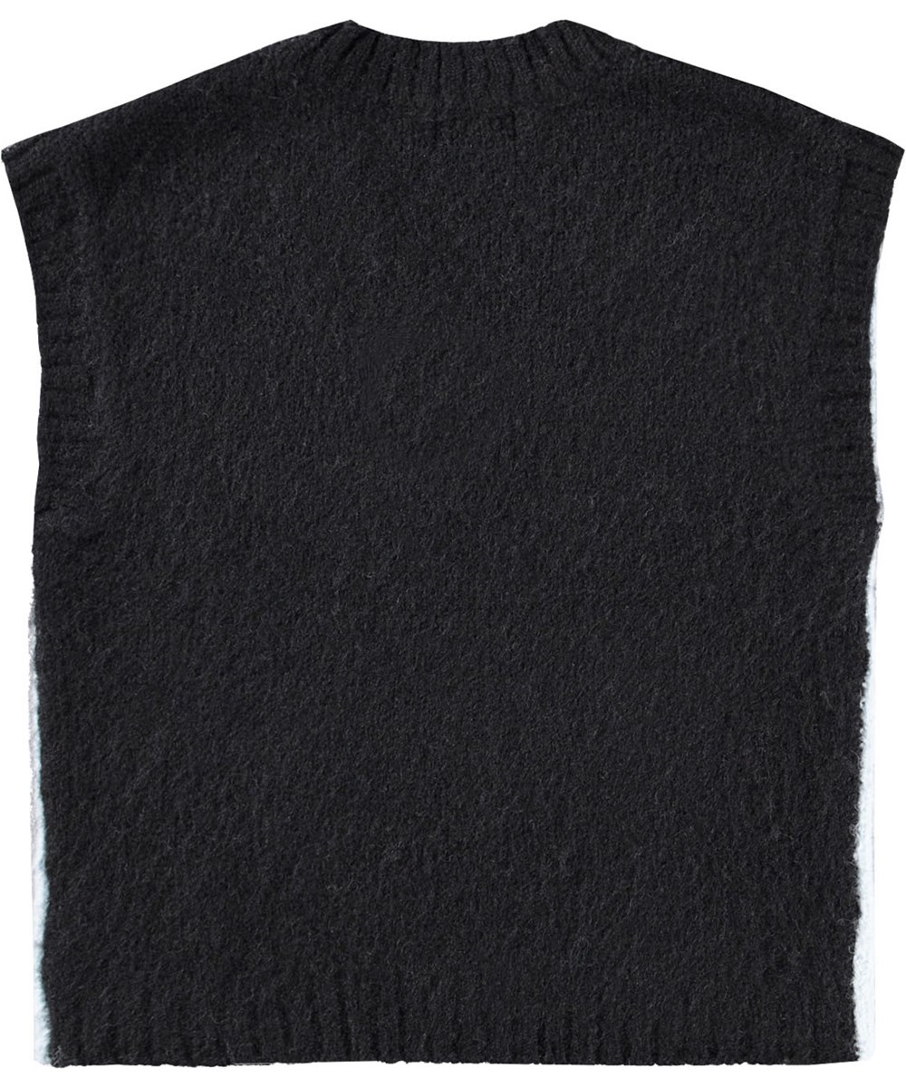 Gunilla - Black Moon - Oversized and fluffy vest for children made of wool blend.