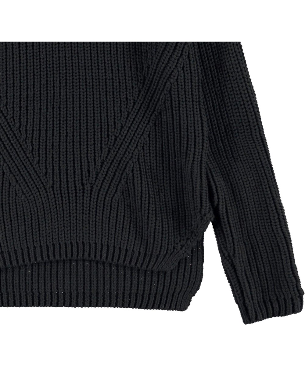 Gurly - Black - Black organic cotton knit roll-neck 