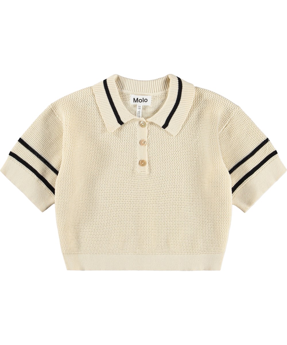 Gwinn - Summer Sand - Off white crocheted T-shirt made of organic cotton 