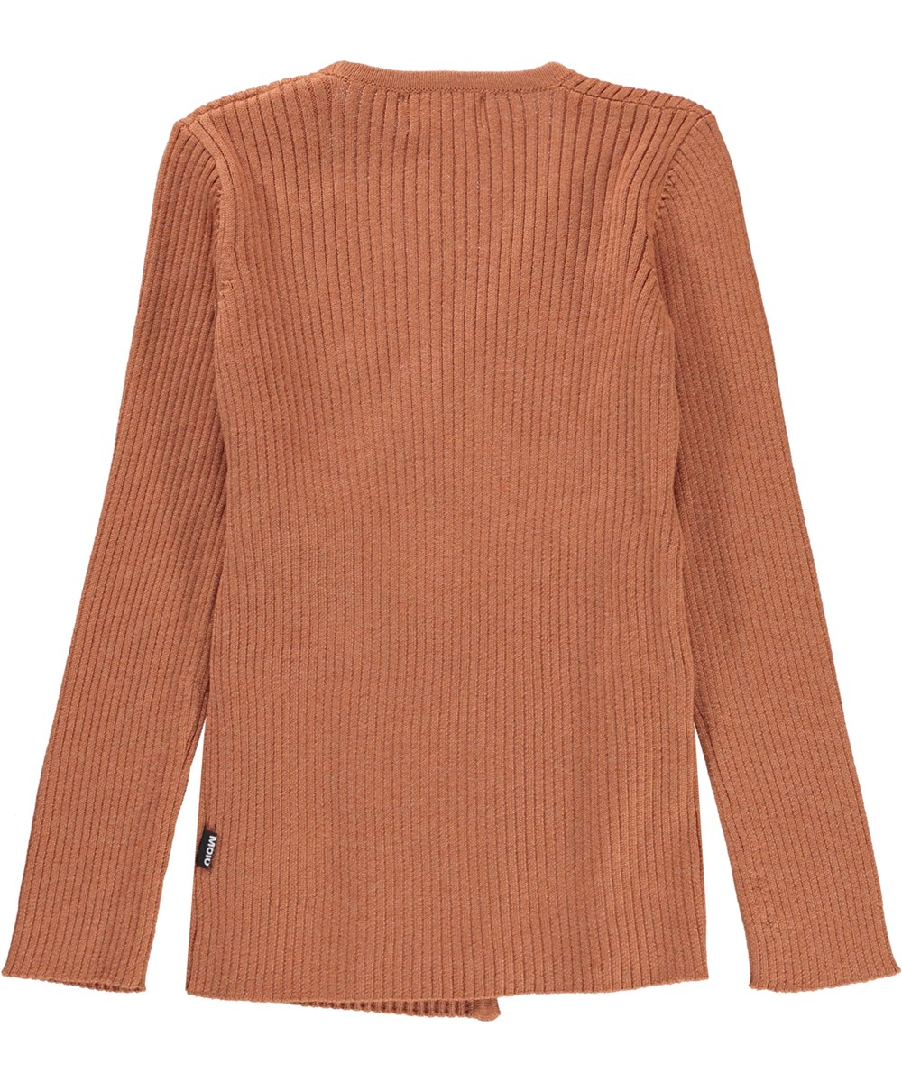 Gwyn - Rose Mist - Brown wrap around knit top with ties 