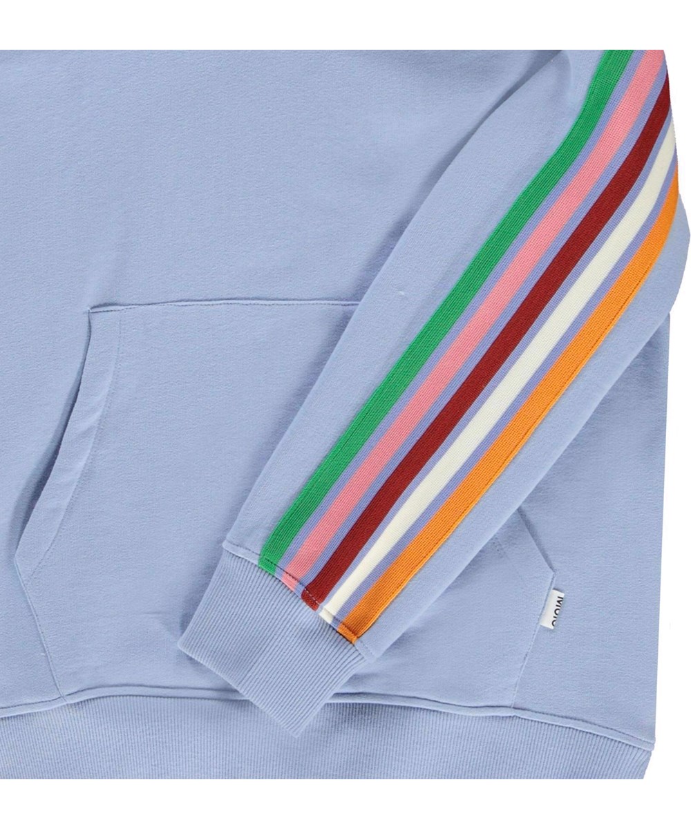Madelyn - Blue Sky - Blue hoodie with stripes on the sleeves
