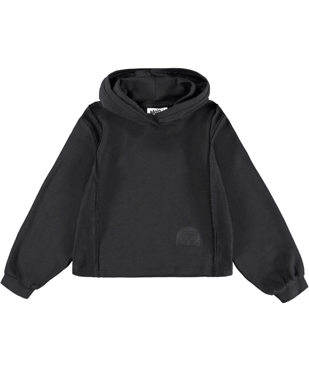 Madison - Black - Black hoodie for children made of organic cotton.