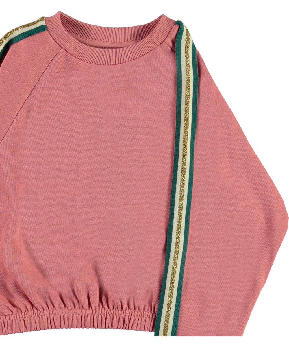 Malinda - Vintage Rose - Pink organic top with striped band 