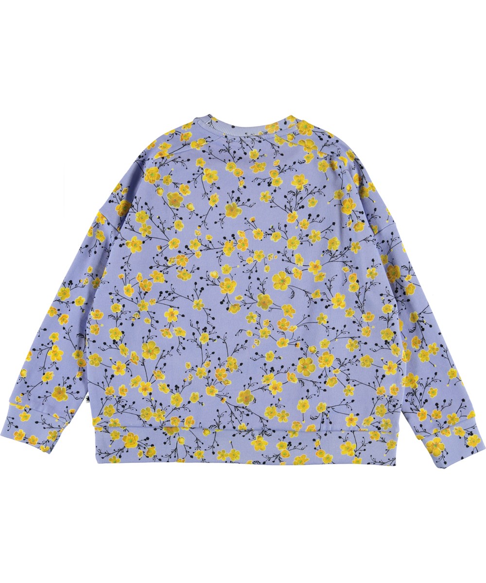 Mandy - Buttercups - Purple sweatshirt with yellow flowers