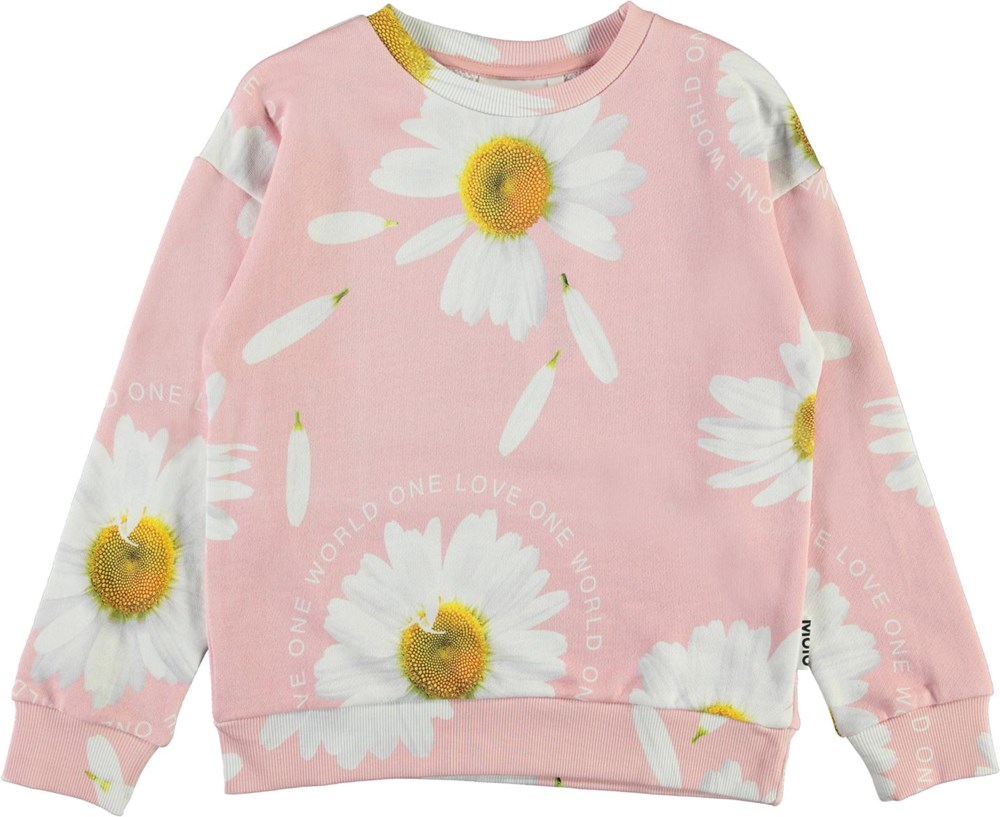 Manon Giant Daisy Pink sweatshirt with daisies Molo