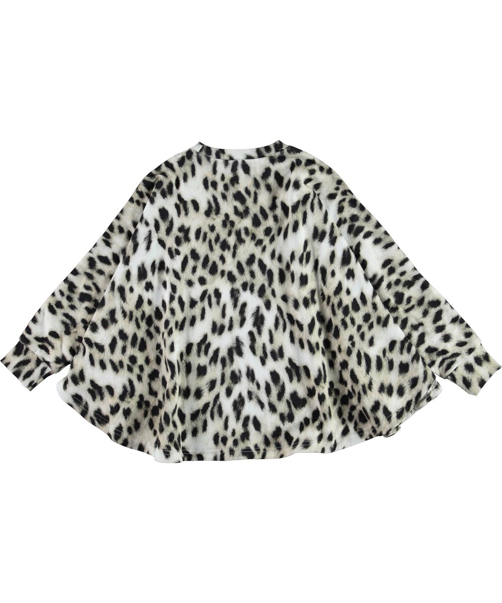 Marcella - Snowy Leo Fur - Organic poncho with snow leopard print