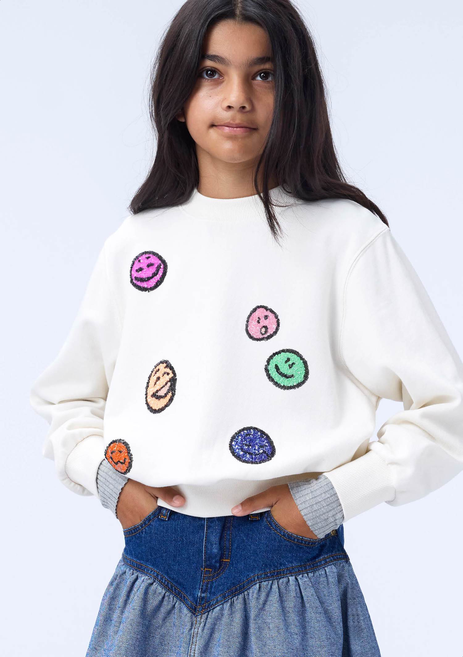 MOLO キッズ|マルチカラー Marge スウェットシャツ Marge - Buttercream - Off-white sweatshirt for children made