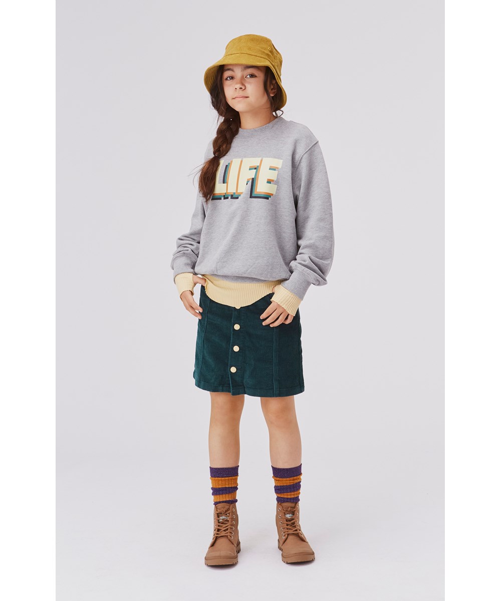 Marge - Greymelange Life - Grey sweatshirt with print of life