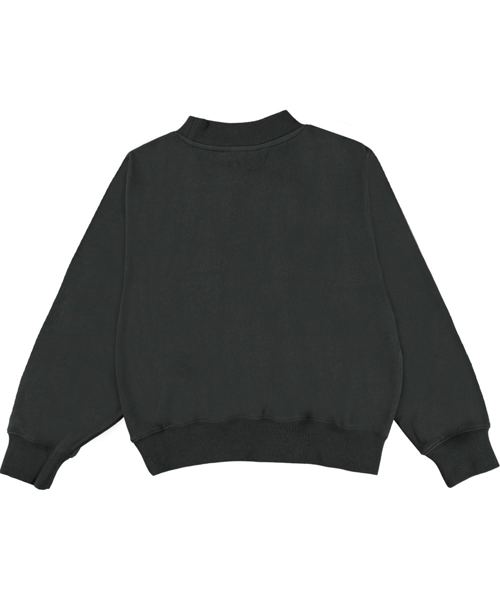 Marge - Space Grey - Dark grey sweatshirt with sequin flowers