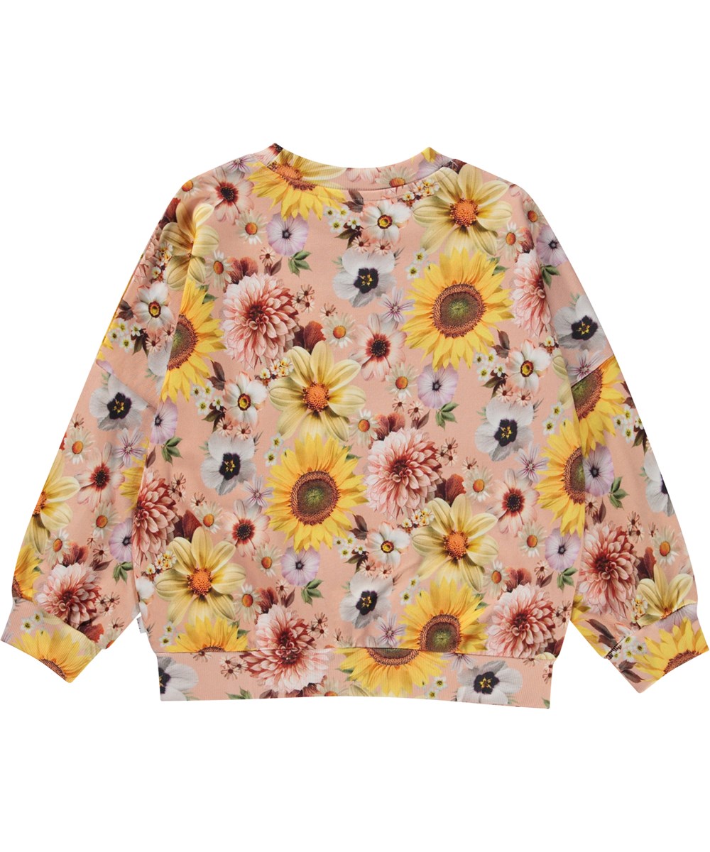 Marika - Floral Peach - Pink organic sweatshirt in all over floral print