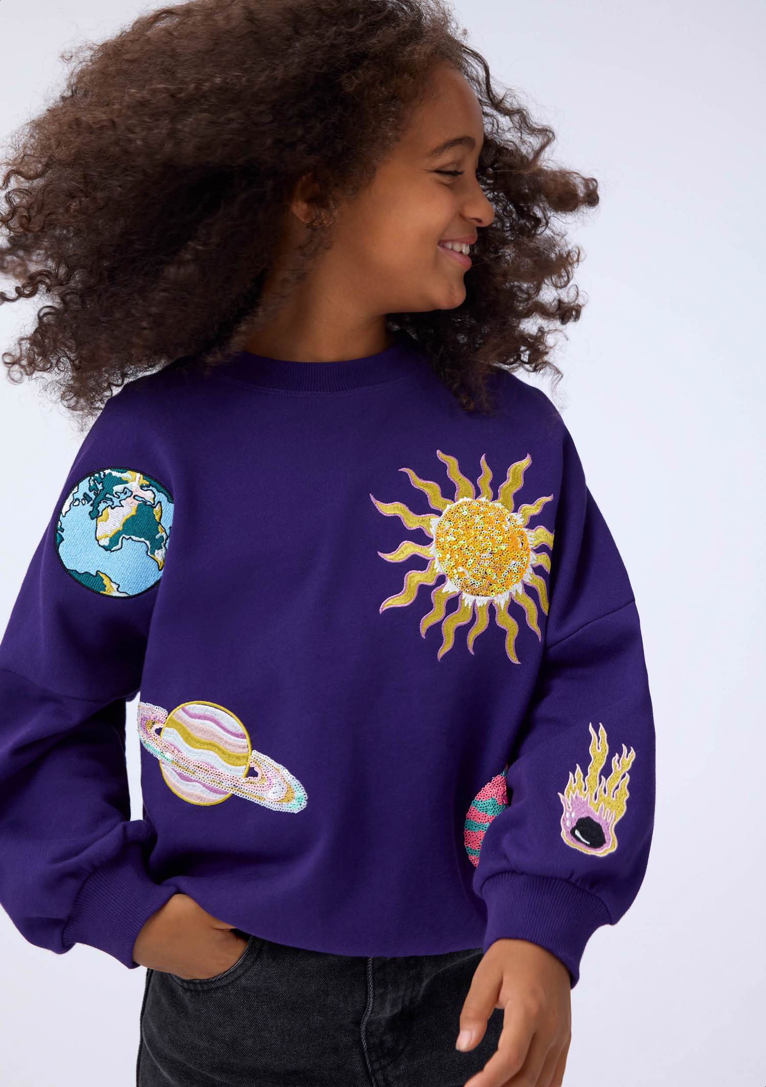 m0521✨ Marika - Sparkle Space - Purple sweatshirt for children made