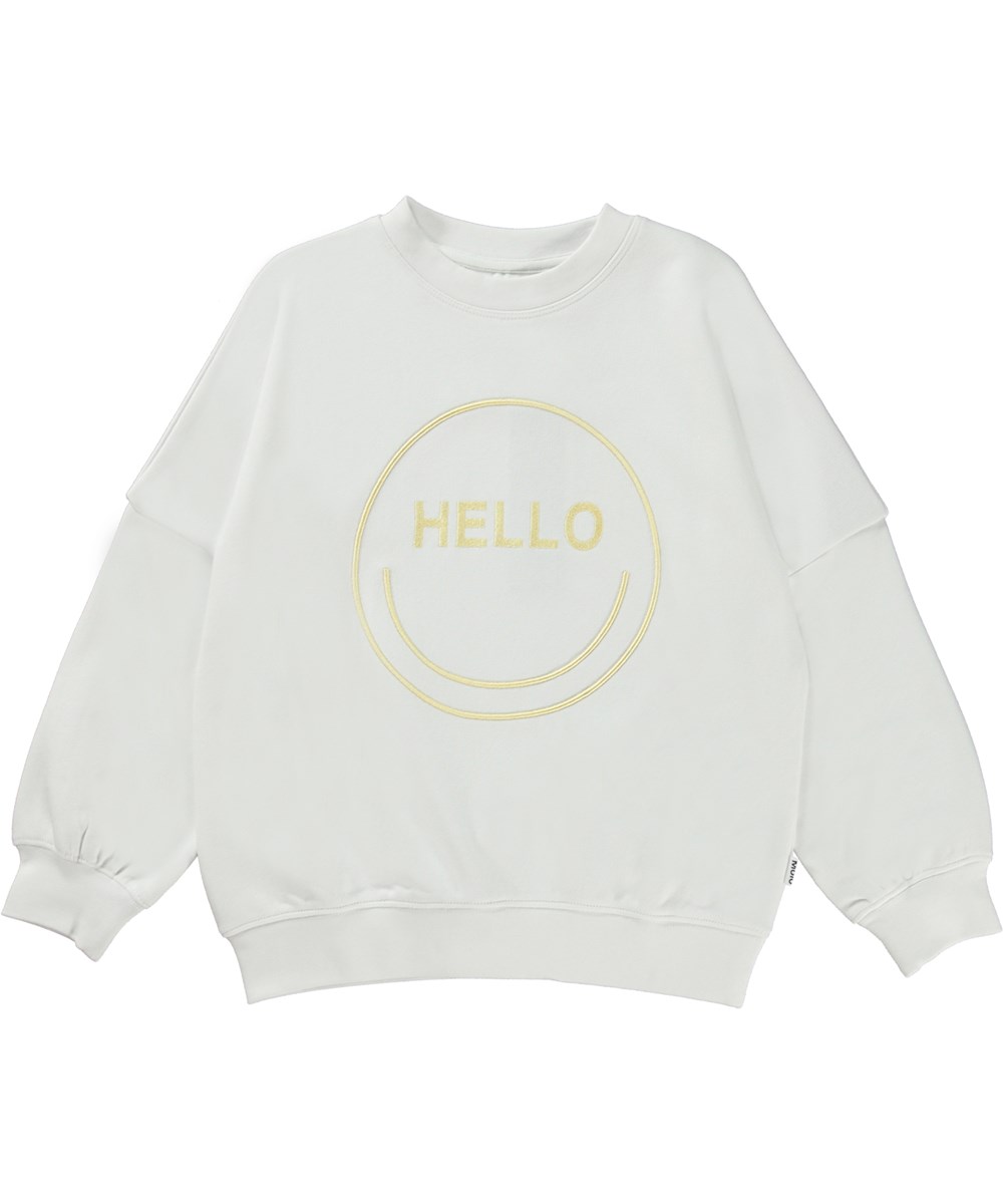 Marika - White - White Oeko-Tex sweatshirt with yellow embroidery