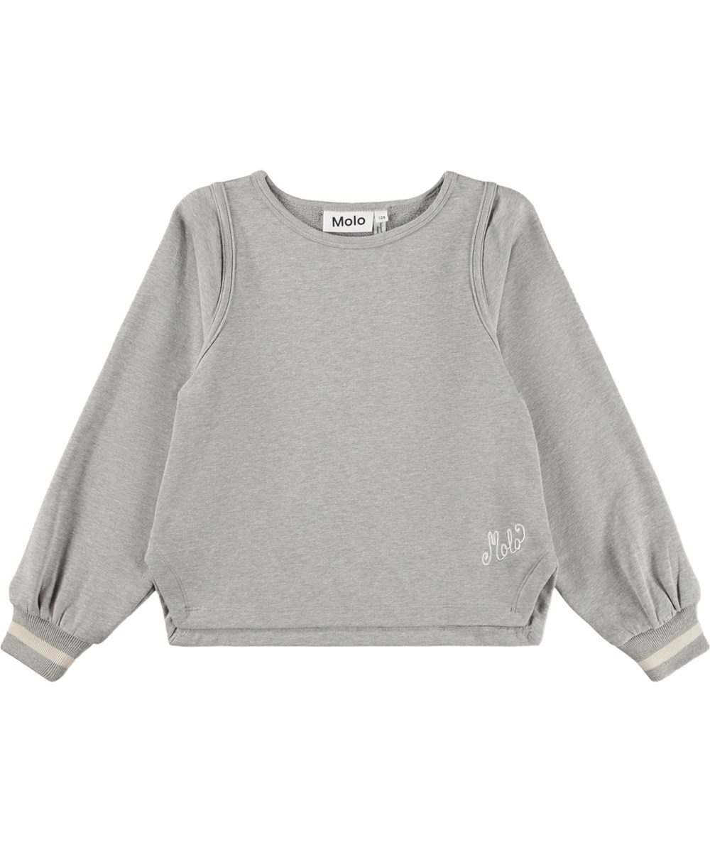 Marina - Grey Melange - Grey sweatshirt for children made of organic cotton 