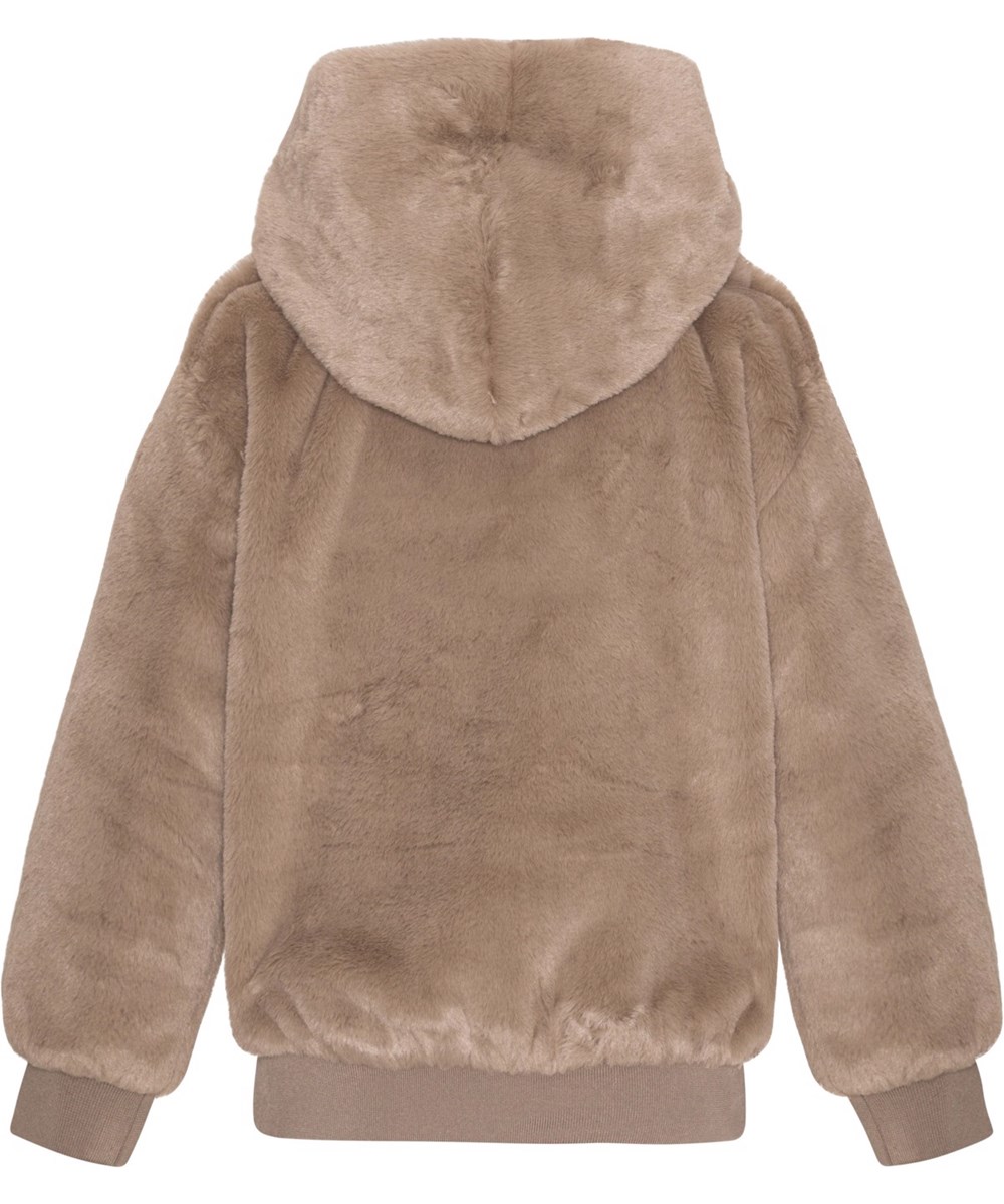 Maureen - Moth Grey - Beige hoodie in faux fur