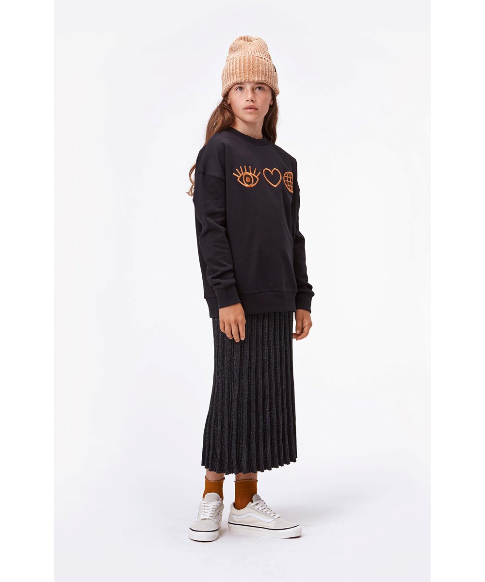 Maxi - Black - Organic sweatshirt with bronze