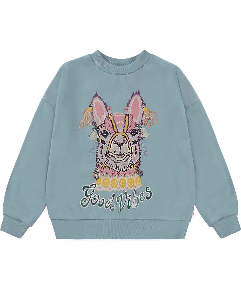 Maxi - Look Like Lhama - Light blue sweatshirt with lhama print