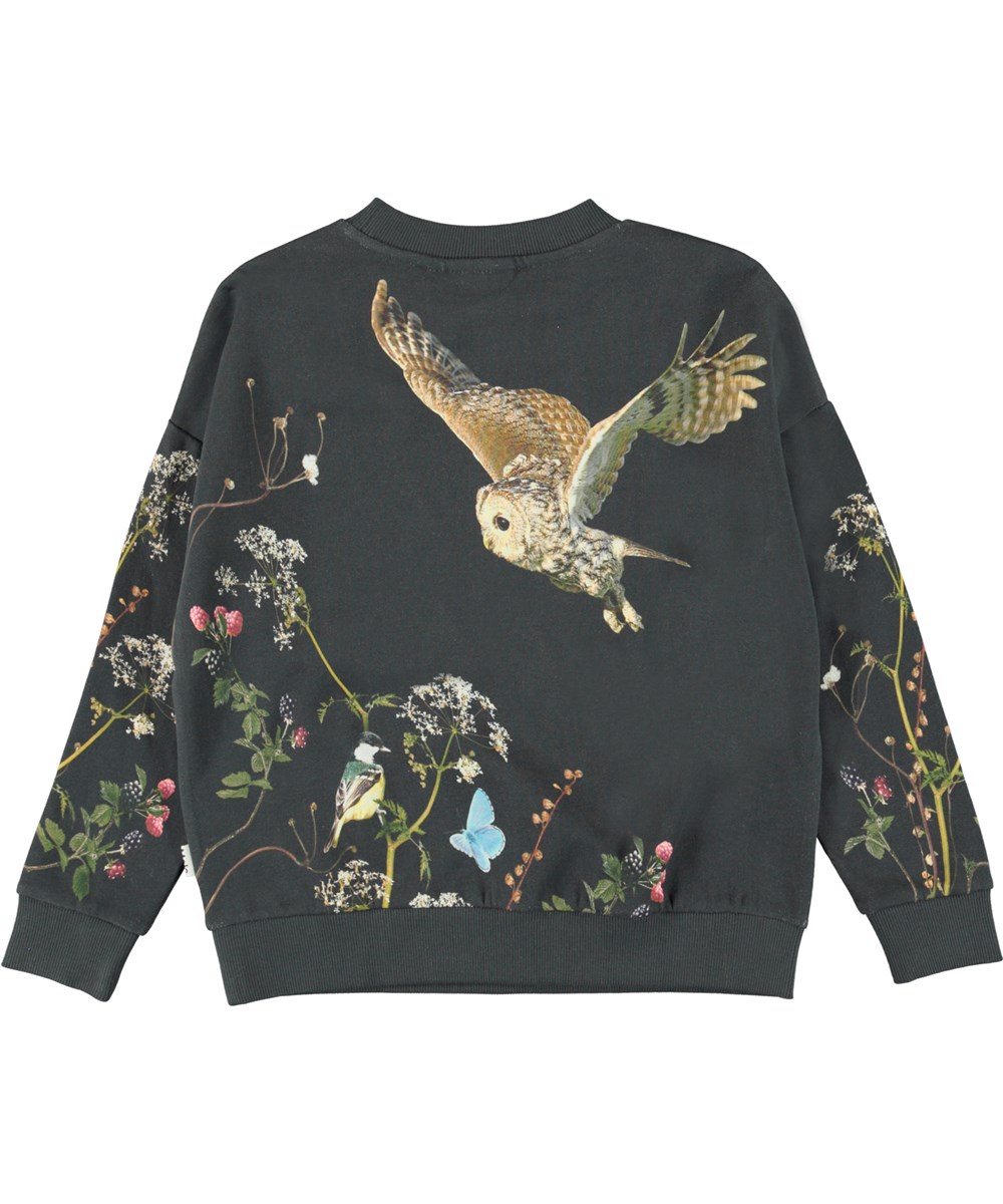 Maxi - Moonlight Owls - black sweatshirt with a print of owls