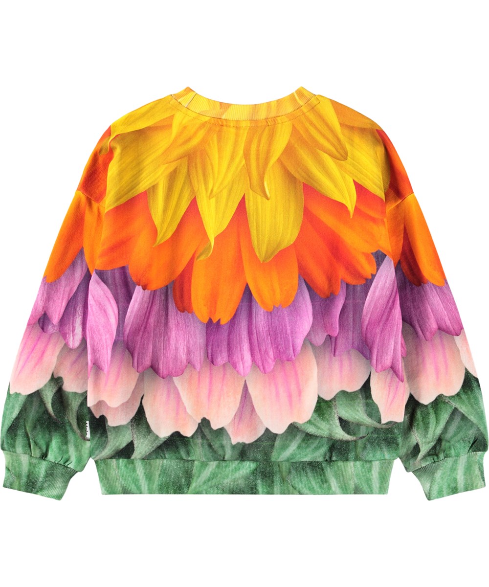 Maxi - Multi Petals - Multicoloured sweatshirt for children made of organic cotton with animal print