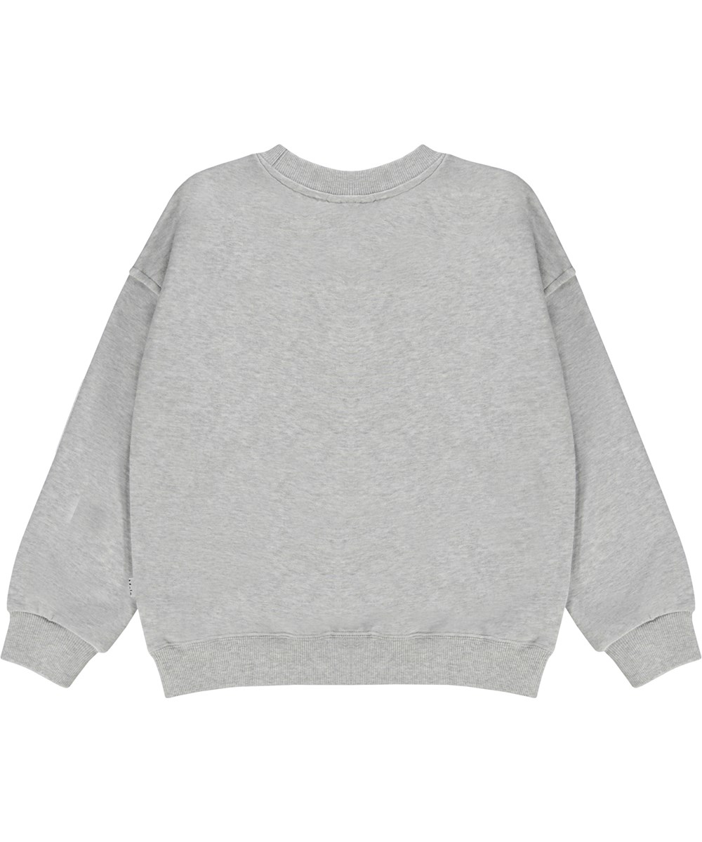 Maxi - Nordic Sequin - Light grey melange organic sweatshirt with sequin embroidery
