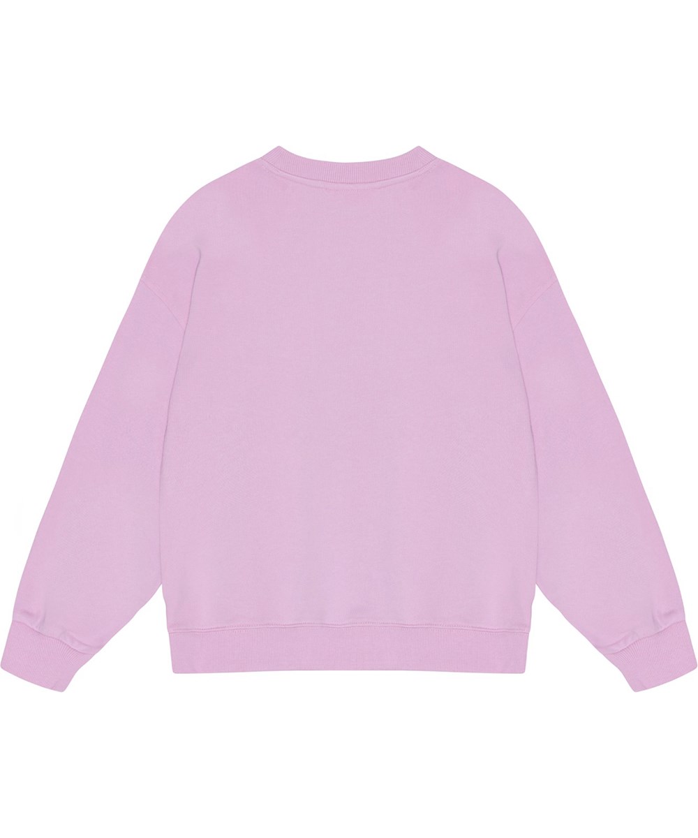 Maxi - Pink Lavender - Pink organic cotton sweatshirt with loose fit and striped sequin embroidery.