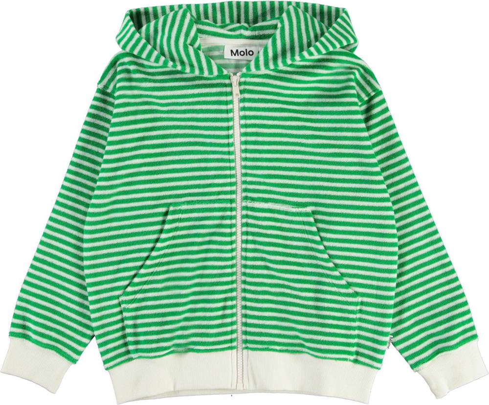 Mel Fine Green Stripe Green and white striped terry hoodie Molo