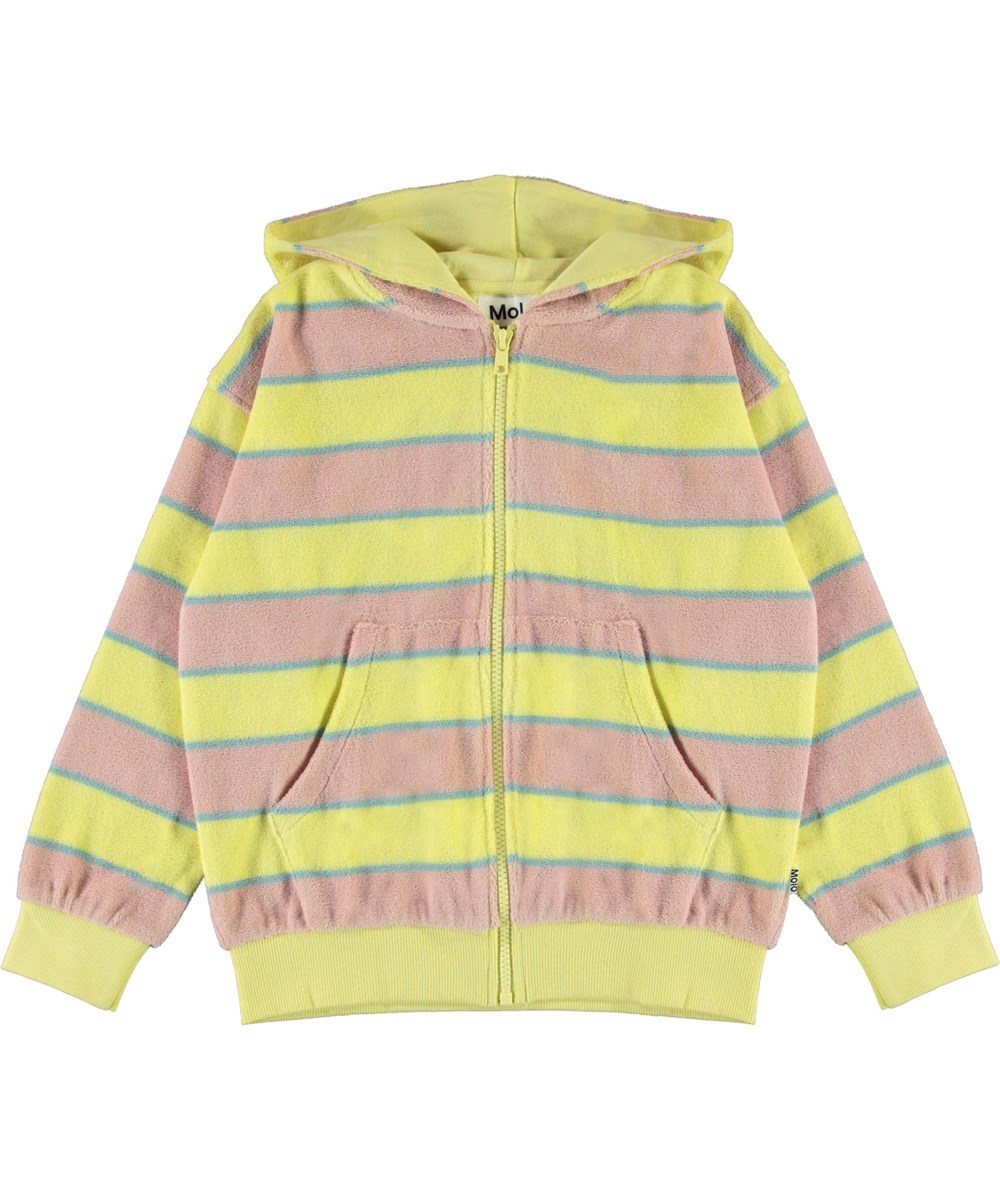 Mel - Ice Cream Stripe - Yellow and rose organic, terry hoodie