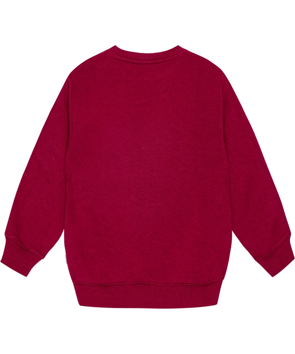 Memphis - Velvety - Bordeaux organic cotton sweatshirt with ribbed trim and embroidery.
