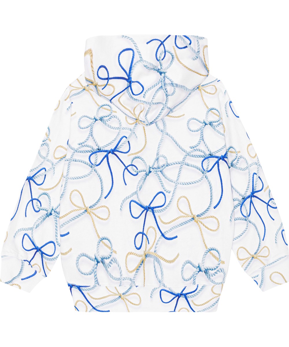 Mie - Nautical Bow - White hoodie in organic cotton with a sailor rope print