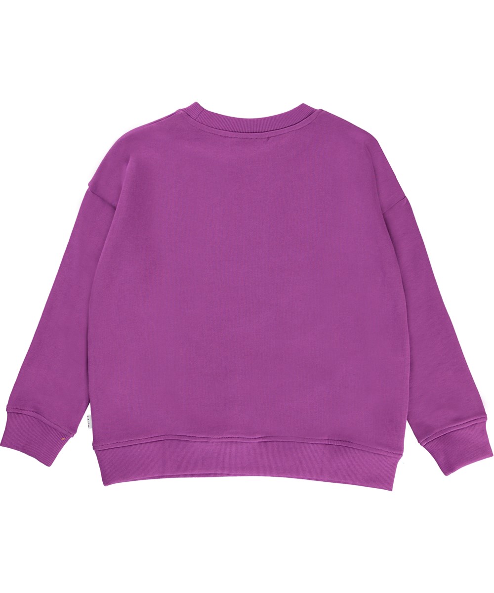 Mika - Grape - Purple organic sweatshirt with a smiley