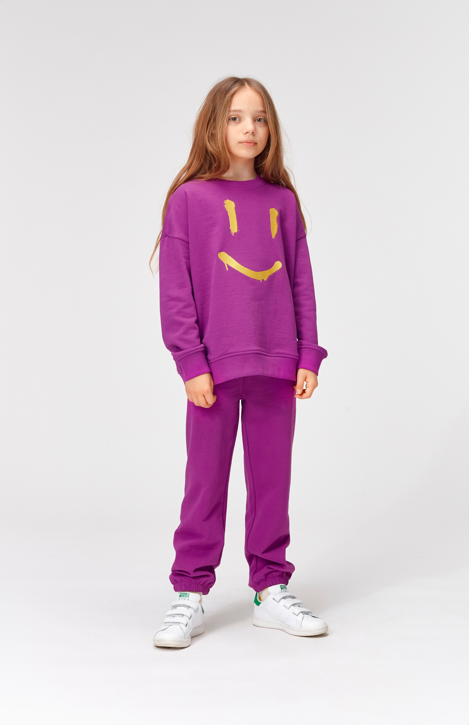 Mika - Grape - Purple organic sweatshirt with a smiley - Molo