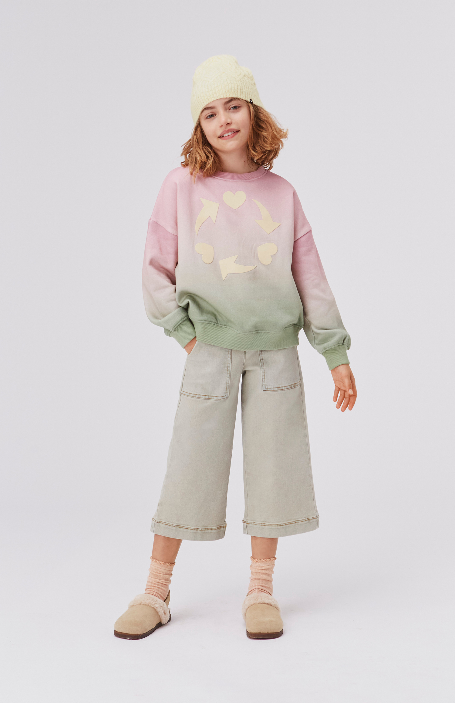 Mika - Orchid Fade - Organic sweatshirt with rose and green