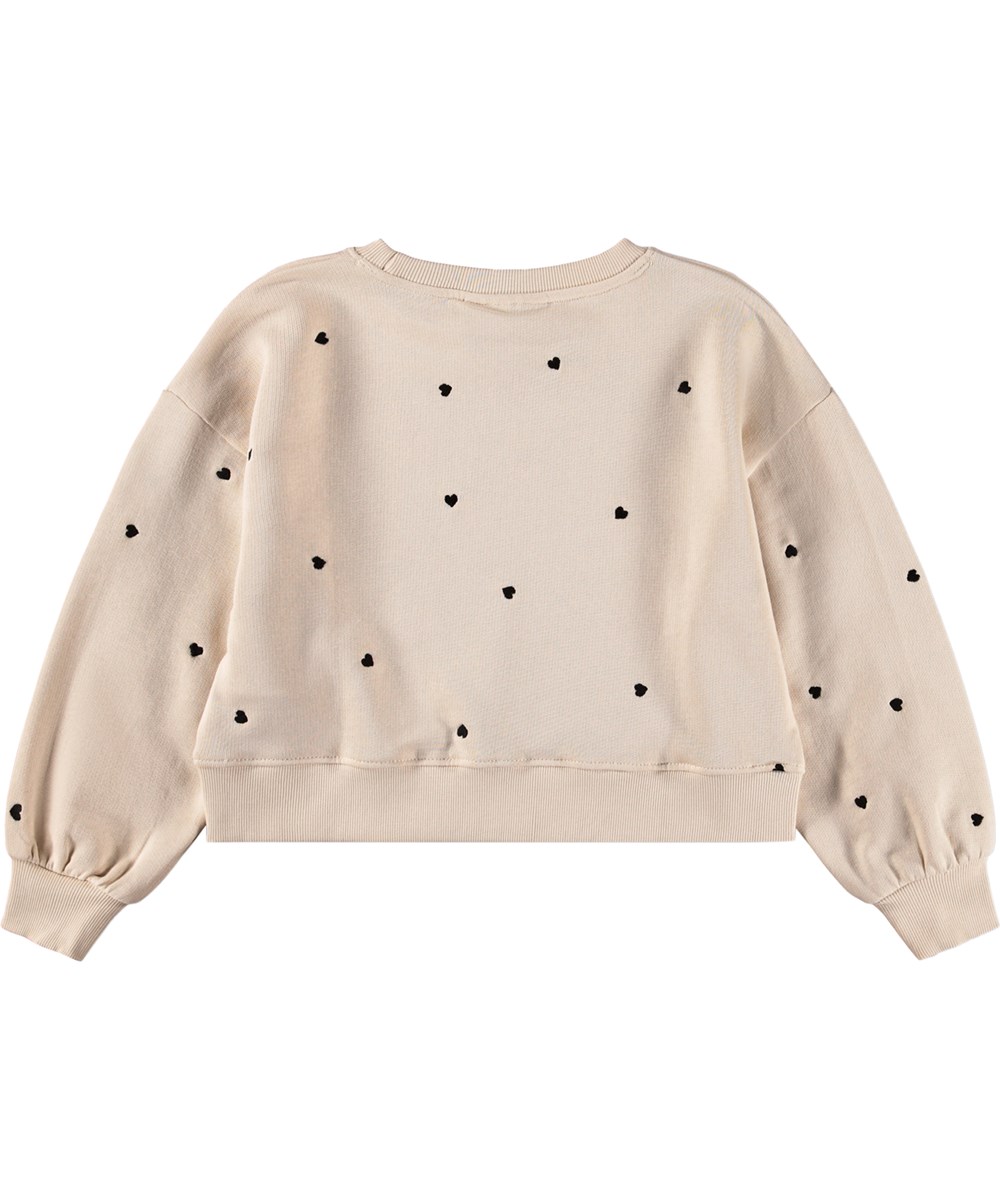 Miki - Confetti_Sand - Beige sweatshirt for children made of organic cotton with embroidery 