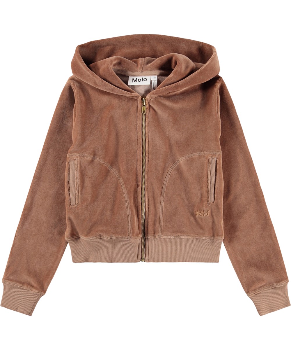Milla - Cocoa Bean - Brown hoodie for children made of organic cotton terry 