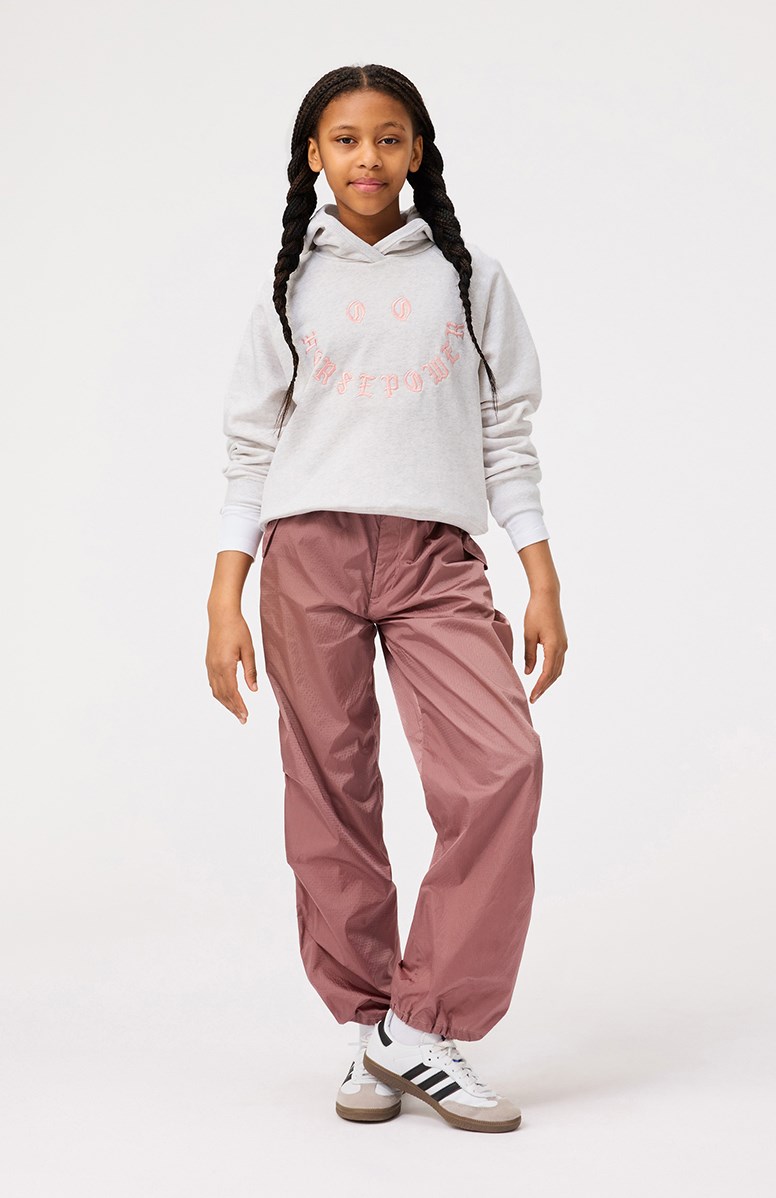 Minelli - Snow Melange - Light grey hoodie for children in soft organic cotton with ribbed edges at the hood, sleeves, and bottom of the hoodie.