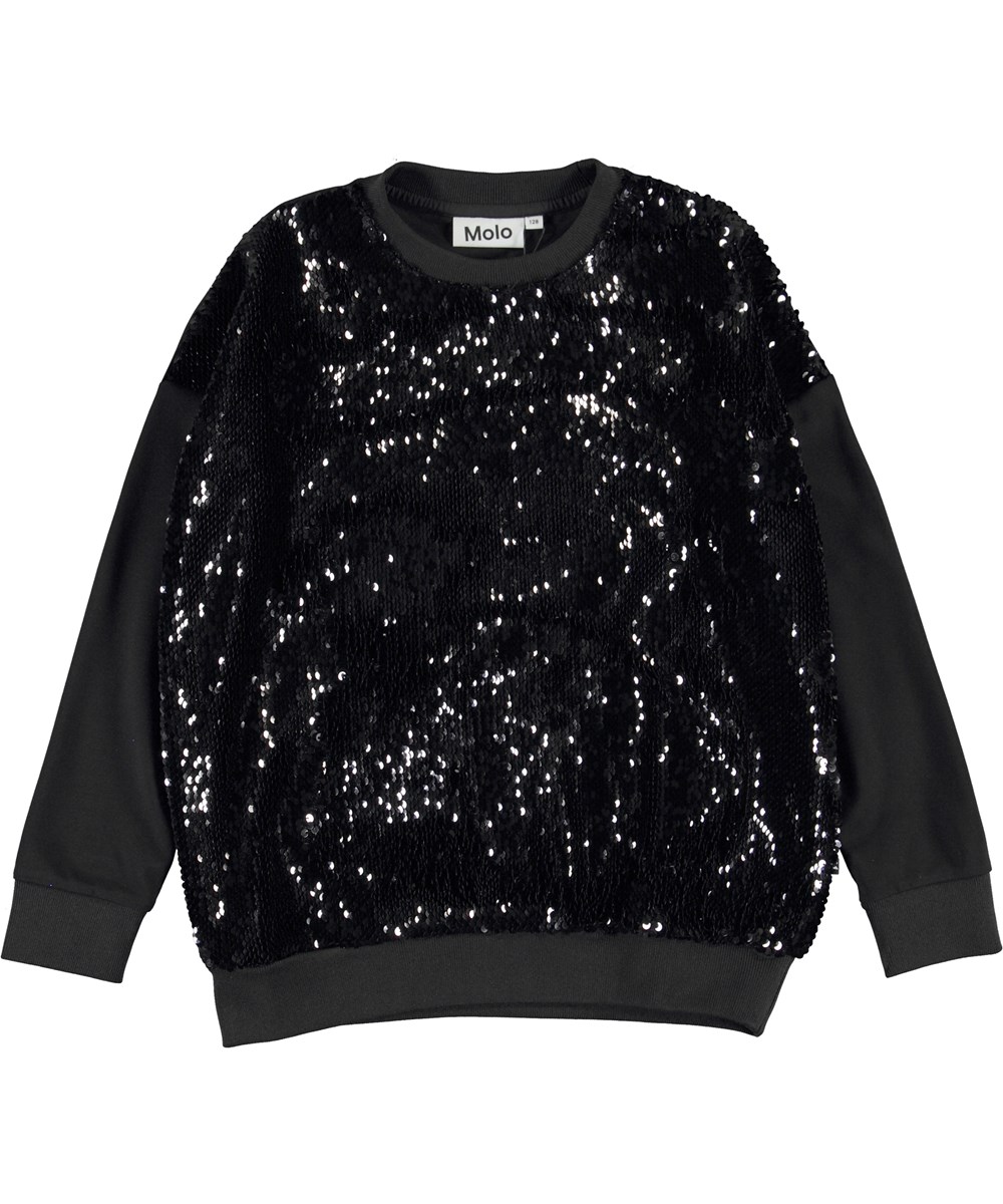 Mitha - Black - Black sweatshirt with sequins