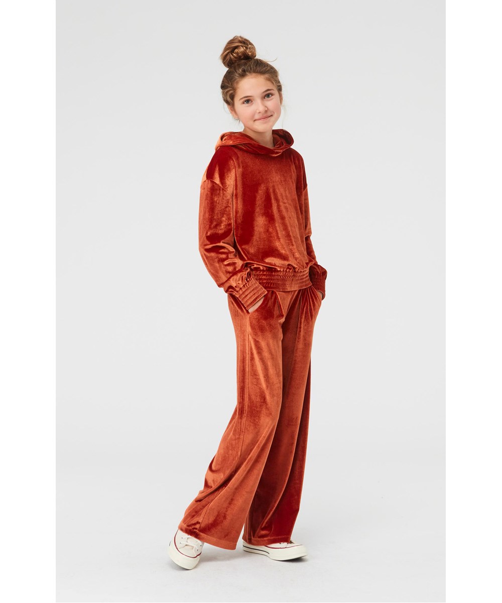 Monelle - Burnt Brick - Brown velour hoodie