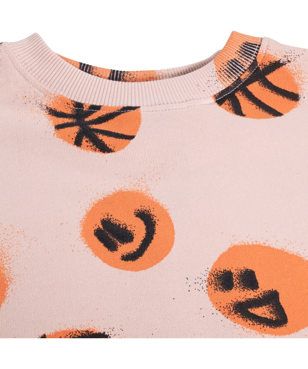 Monti - Basketball Rose - Pink sweatshirt for children made of organic cotton with a print of basketballs 