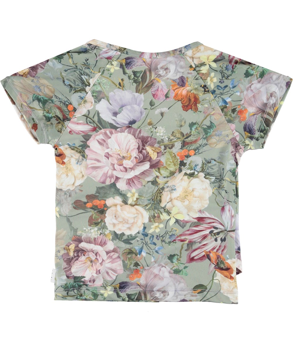 Oaklee - Green Botanic - Light green wrap around training top with flowers