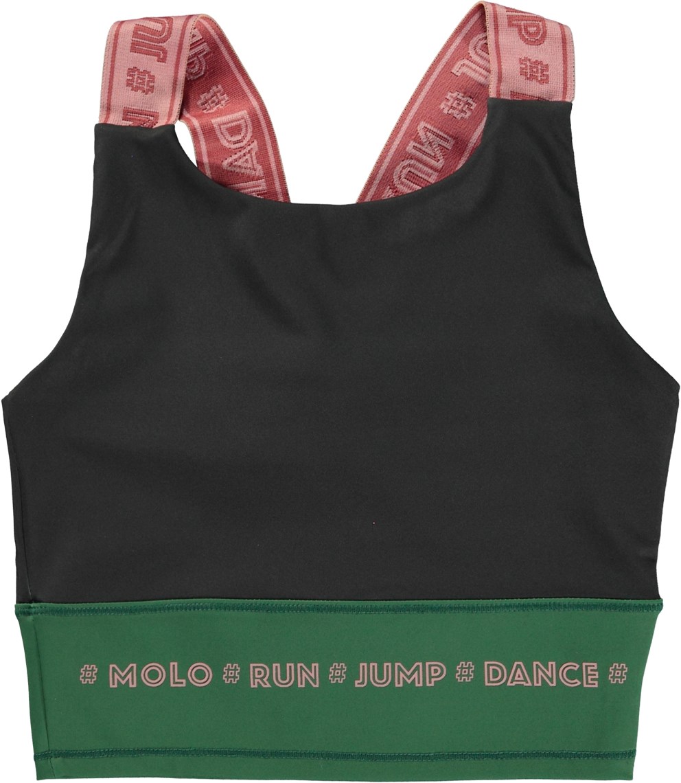 Oliva - Black Block - Black sports top with rose straps