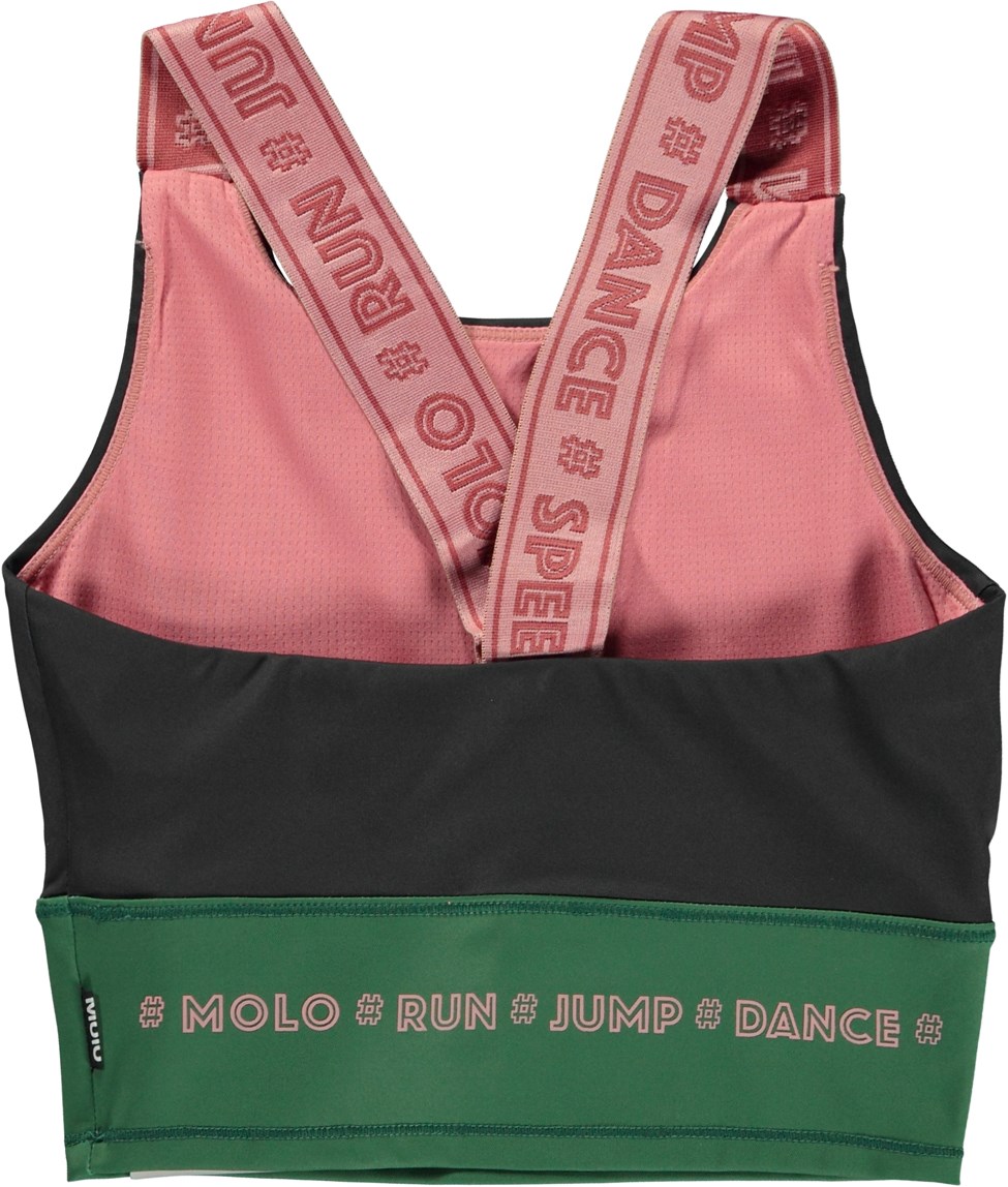 Oliva - Black Block - Black sports top with rose straps