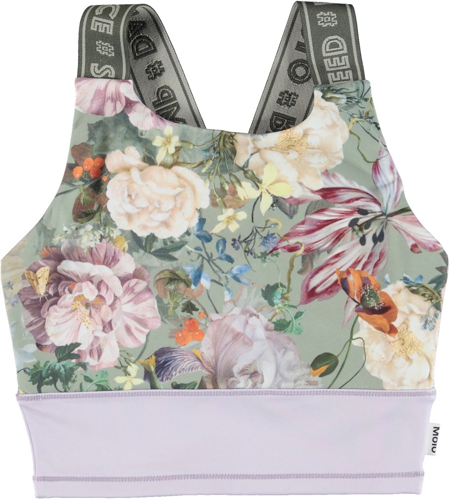 Oliva - Green Botanic - Sports top in light green with floral print