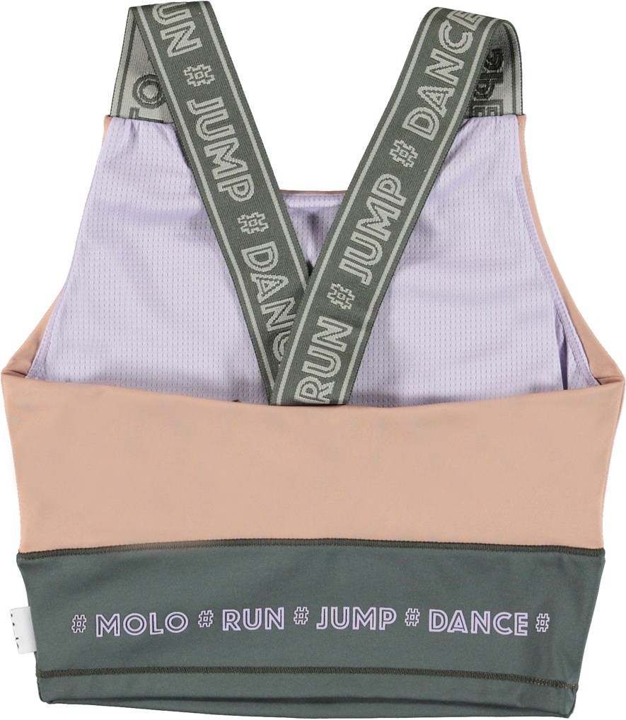 Oliva - Rose Mist Block - Sports top in rose and grey with text