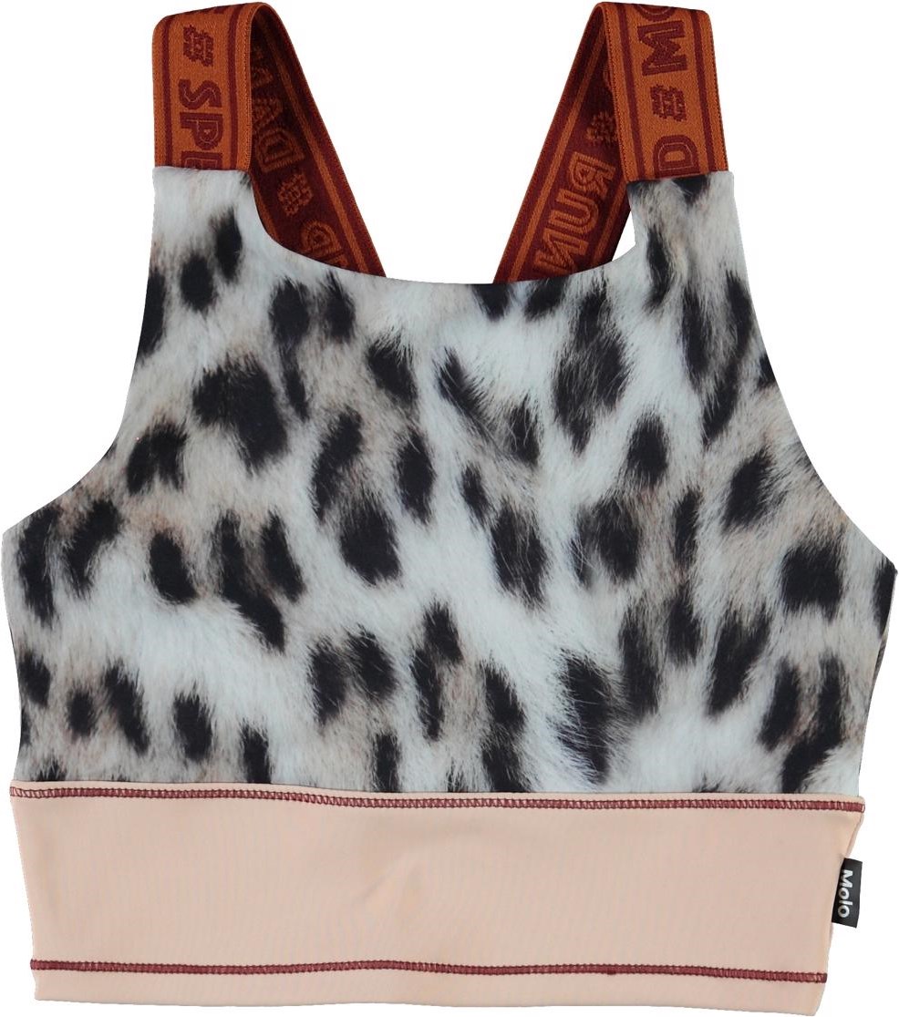 Oliva - Snowy Leo Fur - Sports top with leopard print