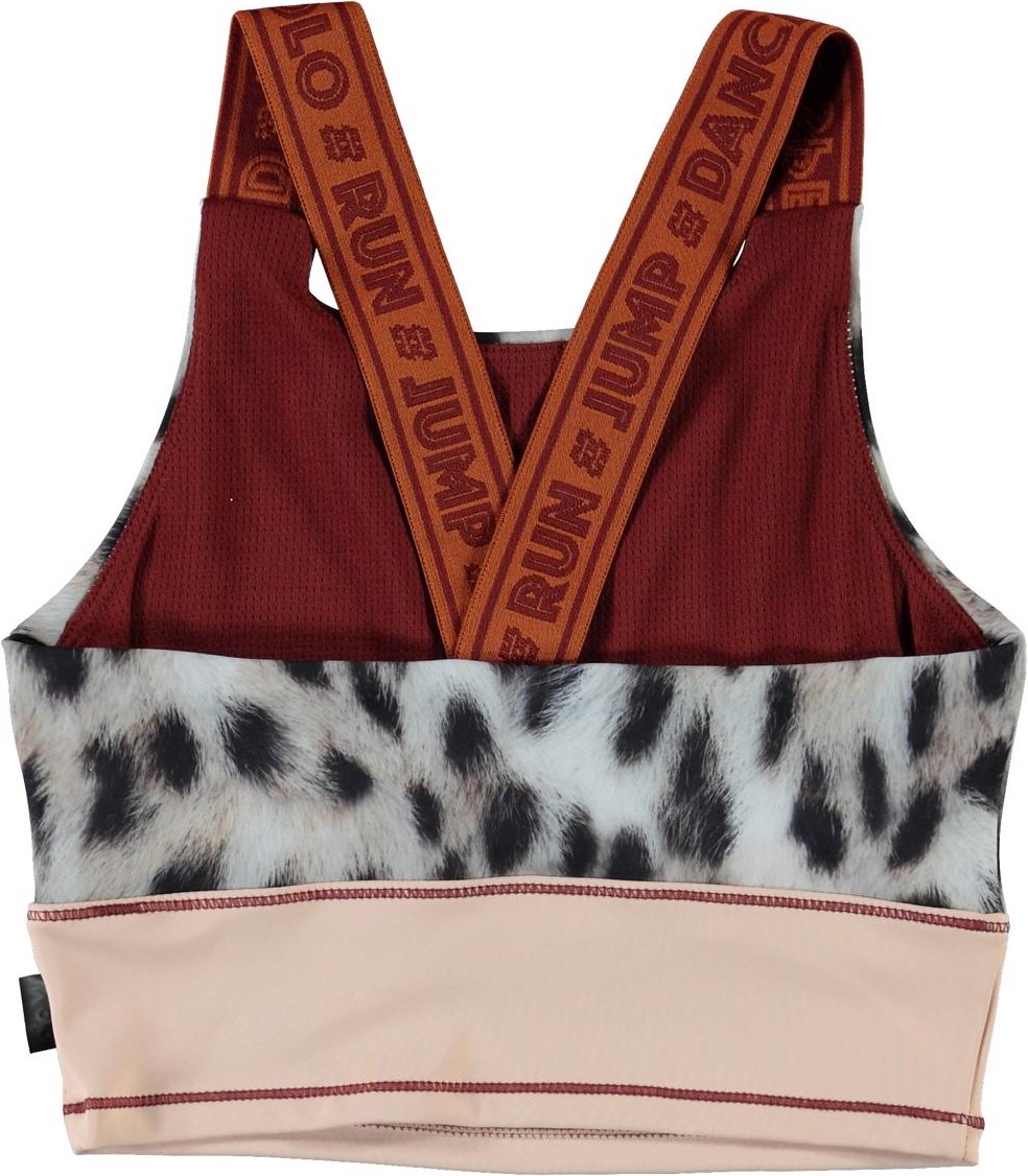 Oliva - Snowy Leo Fur - Sports top with leopard print