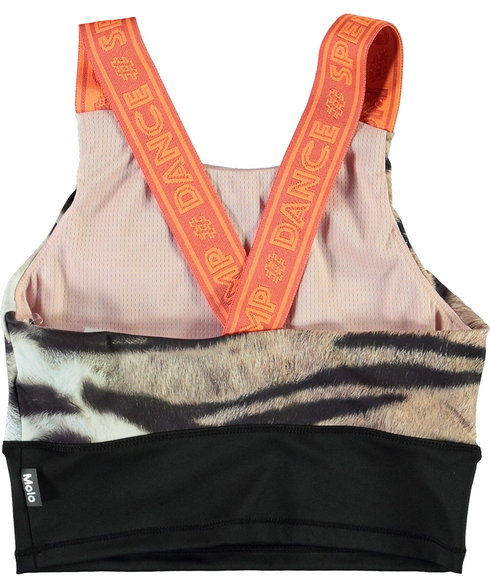 Oliva - Wild Tiger - Sports top with tiger print and orange straps