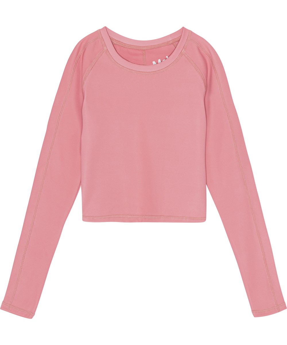 Oona - Dusty Rose - Rose coloured long sleeve sports top with visible stitching