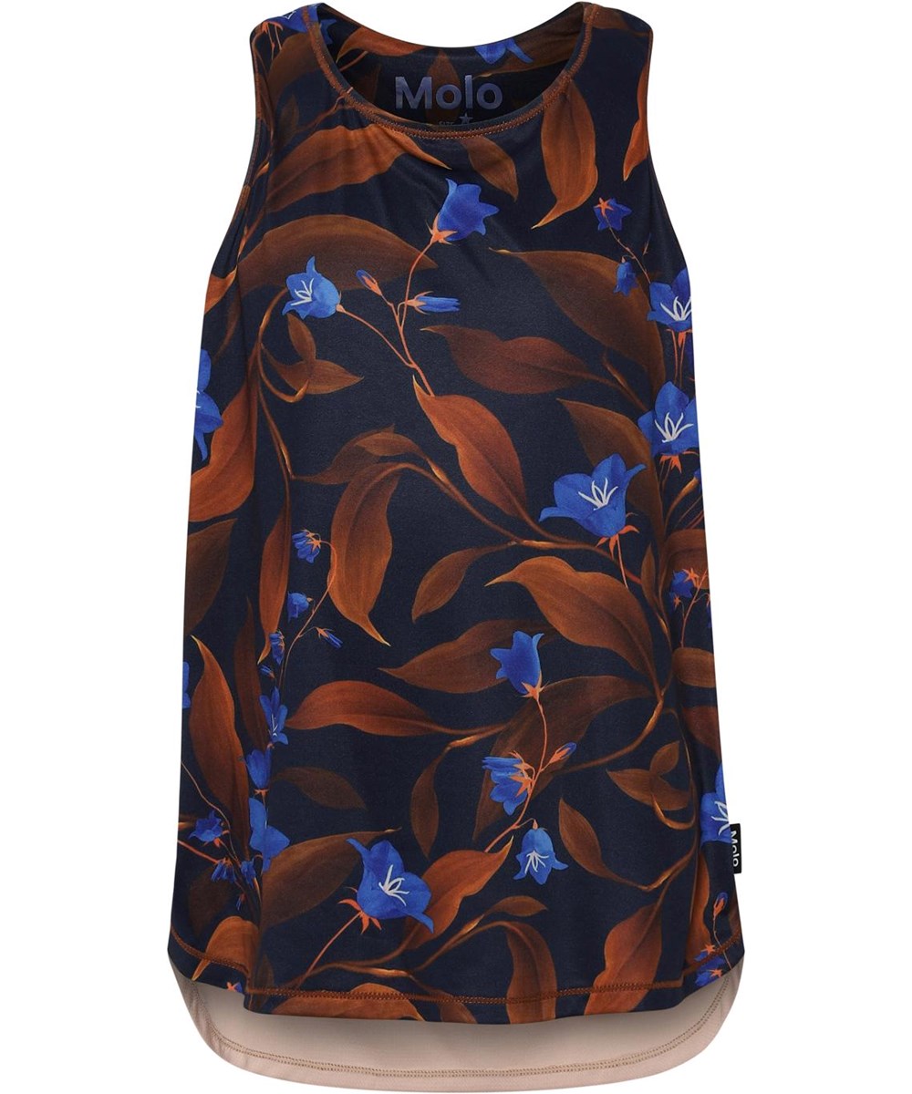 Oriana - Night Bloom_Big - Sports top with blue and brown flower print