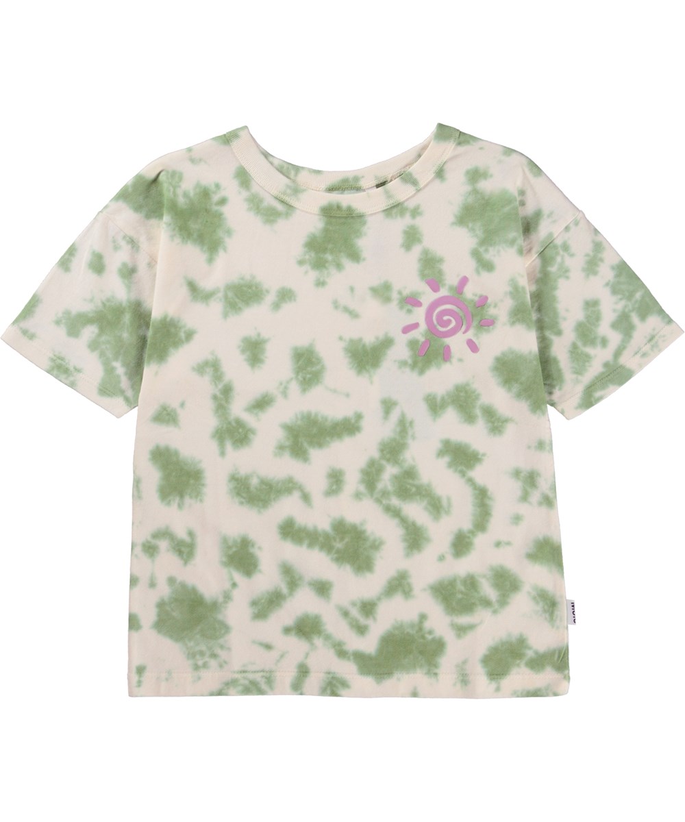 Rabecke - Green Tie Dye - Green and white organic t-shirt in tie-dye print